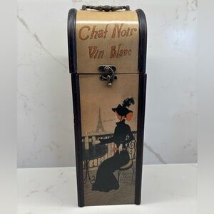 Vintage Art Nouveau Chat Noir Vin Blanc Wine Box Ganz Giftware Velvet Lined